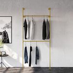 pamo Industrial pipe clothing rack metal gold - Wall mounted clothes racks for hanging clothes - Modern walk in closet - KIM I DOUBLE gold