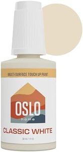 Oslo Home Touch Up Paint, 1oz Classic White Matte Finish, w/brush in bottle, quick drying, self-priming, for rental and home repairs, walls, trim, kitchen cabinets, furniture, shutters and more