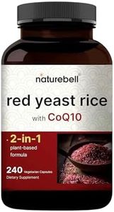 NatureBell Red Yeast Rice 2,400mg with CoQ10 100mg | 240 Veggie Capsules (1,200mg Per Capsule) – Max Strength Herbal Supplement – Antioxidant Support for Energy & Heart Health – Non-GMO