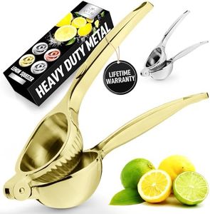 Zulay Kitchen Metal Lemon Squeezer - Easy to Use Lemon Juicer - Easy to Clean Lime Squeezer - Sturdy Lemon Lime Squeezer Press - Citrus Juicer, Handheld Juicer, Juice Press Manual - Gold