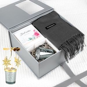 Regalos Originales para Mujer Hombre,Regalos Navidad Mujer Amigas Madres Padres,Caja Regalo Velas Aromáticas con Portavelas Giratorio y Bufanda,Ideas Regalos Hombre Mujer Cumpleaños Aniversario