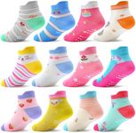ELUTONG Toddler Socks with Grips Anti Slip Ankle Socks 12 Pairs for 1-7 Years Boys Girls Kids Infant Baby