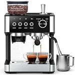 COWSAR Espresso Machine 15 Bar, Semi-Automatic Espresso Maker with 30-Position Grinder and Milk Frother Steam Wand for Latte/Cappuccino (Espresso Machine Pro)