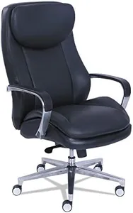 La-Z-Boy Commercial 2000 High-Back Executive Chair, Supports Up to 300 Lb, 20.25" to 23.25" Seat Height, Black Seat/Back, Silver Base