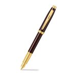 Sheaffer Gift 100 9370 Fountain Pen Glossy Coffee Brown with PVD Gold tone Trim | Fountain Pen Medium Nib | Premium Pen Gift Set