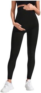 MakeMeChic Women's Maternity Leggings Elastic Waist Seamless Yoga Pregnancy Skinny Pants Black X-Large