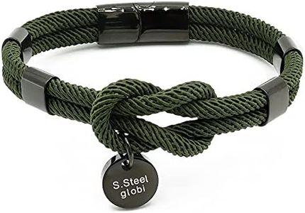 globi Paracord Braided Rope Bracelet for Men Women | Lightweight Nautical Unisex Cuff Bracelet with Stainless Steel Magnetic Clasp, 7.5 inch, synthetic-fiber