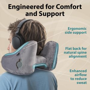 FLOWZOOM Air Travel Pillow – Grey, Lightweight Neck Support