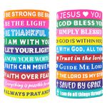 20Pcs Bible Silicone Wirstbands Christian Jesus Inspirational Rubber Bracelets, Bright Colored Motivational Sayings Bible Verses Wrist Band Perfect Religious Gifts for Women Men Teens Kids