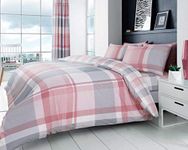 GAVENO CAVAILIA Premium Bedding Set and Pillowcases, Easycare Reversible Quilt Duvet Cover, Waverly Check Blush Pink, Double size, 50% Polyester & 50 Cotton, 521112, Duvet Set