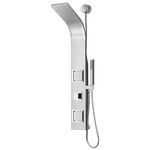 ANZZI Aura 2-Jetted Shower Panel with Heavy Rain Shower & Spray Wand in Brushed Steel | Waterfall Shower Head Multi Function Shower Tower | Easy Retrofit Design for DIY Installation | SP-AZ078BS