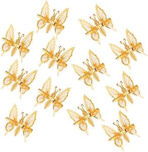 12 Pieces 3D Butterfly Hair Clips Gold Metal Moving Butterfly Hair Barrettes Hair Clamps Pins Claw Clips Cute Butterfly Hair Styling Accessories for Women and Girls