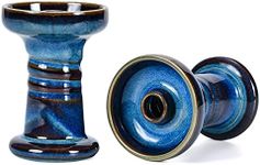 Hookah Bowl Clay Shisha Bowl - Practical Hookah Accessories Phunnel Bowl with Glaze Great for Dark Leaf Black Shisha Flavors Such as Tangiers,Darkside 10-13 Grams 1 Hour Smoking Session (Blue)