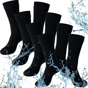 Jiuguva 4 Pairs Waterproof Socks Unisex Waterproof Breathable Socks Outdoor Hiking Wading Fishing Socks for Men Women(Large,Black)