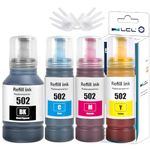 LCL T502 502 Ink Refill Bottles Replacement for ET2760 ET-4760 ET2750 ET-3760 ET-2850 ET-15000 ST-4000 ST-2000 ET-3710 ET-3850 ET-3750 ET-4850 ET-3830 ET4750 ET2700 ST3000 ET3700 ST-C2100(4-Pack,KCMY)