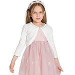 Adorel Little Girls Lace Bolero Cardigan Shrug 3/4 Sleeve Beige 12-13 Years (Manufacturer Size: 180)