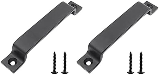 TTZEZE 2 PCS Barn Door Handle, Heavy Duty Sliding Door Carbon Steel Handle Pull, 6 Inch Gate Handle Set Door Pull, Pull Handle for Gate Cabinet Closet Drawer Garage Shed with Mounting Screws (Black)