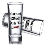 Patelai Nurse Need Shots Too, Funny Glass Gift for Women and Male Nurses Mom Sister or Friend Present for Nursing Graduation Nurses Day Party 2 oz(2 Pieces,3.94 x 1.57 Inches)