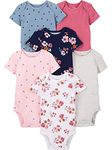 Simple Joys by Carter's Girls' 6-Pack Short-Sleeve Bodysuit, Pink/Blue, Floral, 6-9 Months