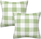 AHAHM Green and White Buffalo Check Plaid Throw Pillows Farmhouse Decorative Throw Pillow Case Indoor Outdoor Cushion Cover Pillowcase for Sofa 18 x 18 Inch Set of 2