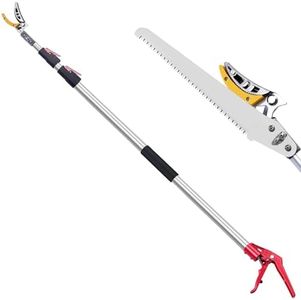 FLORA GUARD 4.6-10ft Extendable Tree Pruner，Cut and Hold Pruning Trimmer - Long Reach Pole Saw, Telescoping Fruit Picker, Branches Bypass Lopper - Lightweight Tree Trimmers Long Handle Pruner