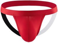 Mens Jockstraps Athletic Supporters Cotton Thongs Sport Underwear Sexy Bikini (US, Alpha, Large, Regular, Regular, Red)