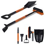 AIOMEST 5 in 1 Car Snow Kit w/Ice Scrapers for Car Windshield, 9" ExtendableTelescoping Foam Grip 270° Pivoting Snow Brush with Squeegee for Car, Truck, SUV