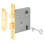 PRIME-LINE E 2294 Mortise Keyed Broken Antique Lock Sets and More, Fits 1-3/8 inch-1-3/4 inch Interior Doors, Brass, 1 Count (Pack of 1)