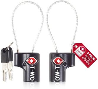 OW-Travel Cadenas Cable Clé TSA pour valise. Cadenas Clef Antivol pour Bagages Casier Rangement Tente Camping. Cadenas USA. Accessoires de Voyage. Verrou a Cle Valise 2 Noir