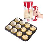 Cordless Electric Battery Powered Mixer Dispenser Pancake Stirring Separator Cupcake Waffle Batter Maker Machine Kitchen Perfect Baking Bakeware Maker Tools with Measuring Label