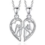 EUDORA Sterling Silver Friendship Necklace Set for 2 for Best Friend, Always My Sister Forever My Friend Sister Necklaces for 2 Best Friend Pendant Jewelry Gift for Big Little Sisters Friends