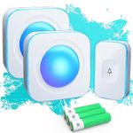 Wireless Doorbells for Home Battery Operated Doorbell at 1200 Feet with Flashing Light 36 Melodies 4 Volume Levels (2 Portable Receivers & 1 Touch Button White）JSIEEM