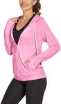 PINSPARK Zip Up Jacket for Women Hoodie with Hidden Pockets Sweatshirt Fashion Workout Sportswear Rose Red L