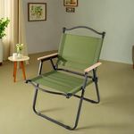 Kuber Industries Portable & Foldable Chair for Travelling - Camping Cloth Kurchi for Outdoor Beach & Home Aram - Green