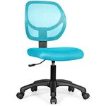 COSTWAY Kids Office Chair, Low-back Students Desk Chairs with Lumbar Support, Height Adjustable Swivel Task Study Chair for Boys Girls (Turquoise)