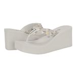 Guess Women's Demmey Wedge Sandal, Ivory/Black, 9