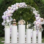 Suzile 6 Pack Cylinder Pedestal Stands Display White Round Cylindrical Table Base Pedestal Decoration Backdrop Dessert Table Pillars for Wedding Birthday Baby Shower Party Event Decoration