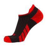 Champion CSX Ankle Socks, Arch Support Compression, Men and Women Low Cut Fit, Red on Black, Large