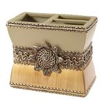 Avanti Linens 11166BGTE Braided Medallion Toothbrush Holder, Medium, Multicolor , Gold