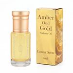 Perfume Oil Amber Oud Gold 6ml Roll-On by Luxury Scent – Long Lasting Alcohol-Free Unisex Attar with Fruity Amber Floral Arabic Inspired Notes, Premium Travel Size Gift for Men & Women