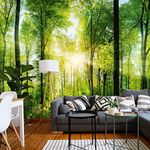 murimage Photo Wallpaper Forest 366 x 254 cm Including Paste Wall Mural 3D Nature Wood Summer Bright Trees Sunlight Rise Romantic Wildlife