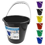 Colour Coded Plastic Bucket with Handle, 2 Gallon (10L) Household Heavy Duty Bucket with Spout and Easy-Grip Handle, Multipurpose Water Bucket for Cleaning, Bath, and Gardening (Black)