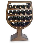 CoTa Global Wine Glass Shaped Wall Mounted Wine Rack - 18 Bottles Freestanding Wooden Wine Holder, Hanging Bottle Rack or Floor Stand, Rustic Wine Storage Shelf Organizer for Wine Bar & Home Decor