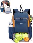 sportsnew Bundle: Blue Insulated Water Bottle Holder (32oz/40oz, Strap, Phone Pocket). For Pickleball, Hiking & Travel + Navy Blue Pickleball Backpack (Waterproof, Shoe Compartment, Fence Hook)