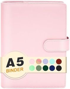 A5 Binder 6 Ring,Mini Photocard Binder for A5 Filler Paper, Loose Leaf Personal Planner with Magnetic Buckle Closure(Pink)