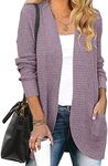 Jhsnjnr Fall Fashion Women 2022 Casual Chunky Knit Cardigan Trendy Open Front Sweaters Purple