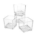 Flower Glass Vase Decorative Centerpiece for Home or Wedding by Royal Imports - Clear Cube Shape, 2.5"x2.5"x2.5", Set of 12