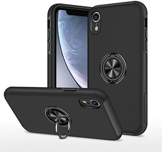 PhoneBeat Case for iPhone XR Case with Ring Stand, No Fall-Off Kickstand 360° RotatableMetal Ring Compatible with iPhone, Anti-Scratch Shockproof Protective Case for iPhone XR (Black)