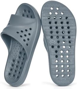 Mens Shower Shoes Womens Quick-Dry Bathroom Sandals Comfort Arch Support Pool Slides Summer Non-Slip Indoor House Slippers Lightweight Spa Bath Beach Sandals,Grey,270 US 10-11 Women/8.5-9.5 Men