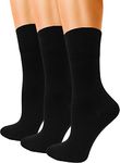 Winterlace Womens Ultra Soft Crew Socks, 3 Pairs Premium Bamboo Dress Socks Bulk Pack, Black, One Size